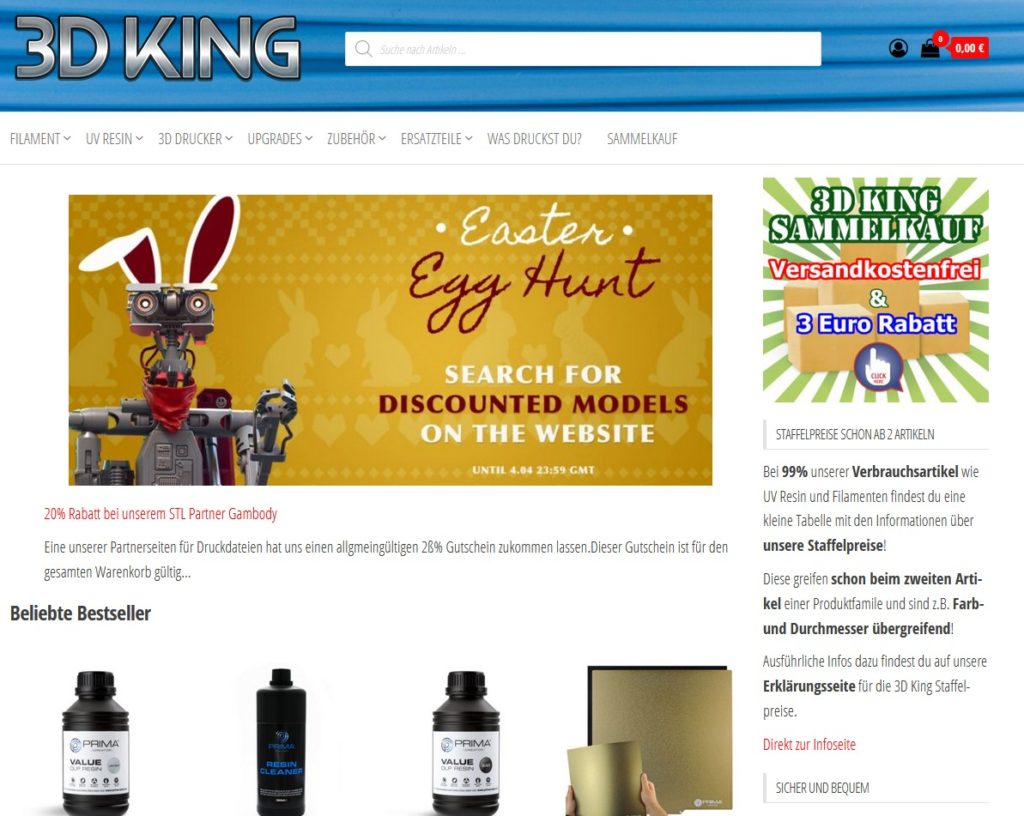 Screenshot 3DKing Onlineshop